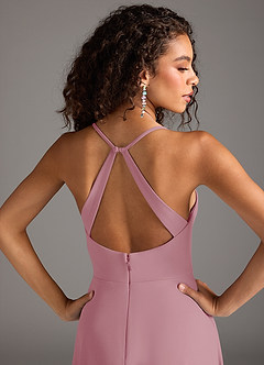 Azazie Davis Final Sale Vintage Mauve A-Line Pleated Stretch Crepe Dress image3