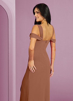 Barbie ♥ Azazie Jurken voor bruidsmeisjes Jurk van Chiffon met A-Lijn Off the Shoulder Bronzeertint image2