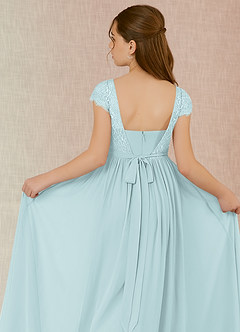 Azazie Silvermist Junior Mist A-Line Pleated Chiffon Dress image7