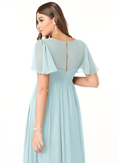 Azazie Verna Maternity Bridesmaid Dresses A-Line V-Neck Ruched Chiffon Floor-Length Dress image6