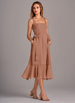 Azazie Deb Abiti da Damigella Abito Convertibile A-Line in Chiffon Con Tasche Bronzo image3