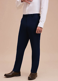 front Ethan Azul Pantalones de vestir de tejido refinado