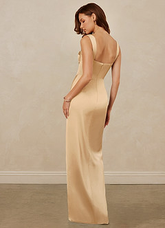 Christian Siriano Bridal for Azazie 1017 Bridesmaid Dresses Gold Sheath Sweetheart Neckline Stretch Satin Dress image6