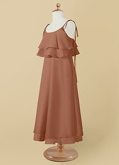Azazie Temi Flower Girl Dresses Bronzer A-Line Spaghetti Strap Chiffon Dress image12