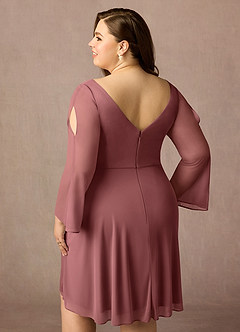 Azazie Teraso Kleider für die Brautmutter A-Linie Plissee Gittergewebe Kleid Wüstenrose image15