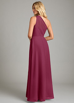 Azazie Phaedra Bridesmaid Dresses Mulberry A-Line One Shoulder Chiffon Dress image2