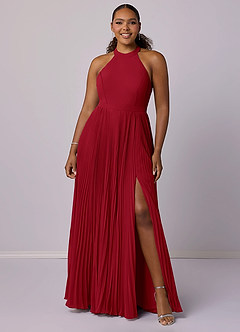 Barbie ♥ Azazie Bridesmaid Dresses Scarlet A-Line Pleated Chiffon Dress image7