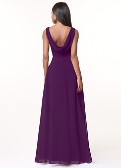 Azazie Karina Bridesmaid Dresses Grape A-Line Pleated Chiffon Dress image2