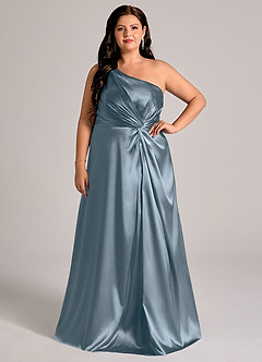 Azazie Brooke Bridesmaid Dresses Twilight A-Line One Shoulder Metallic Satin Dress image8