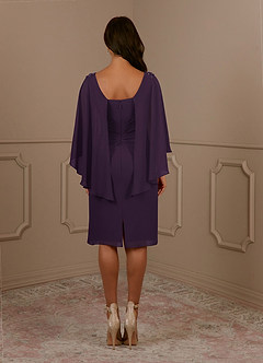 Azazie Mirra Mother of the Bride Dresses Plum Sheath Scoop Pleated Chiffon Dress image4