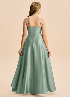 Azazie Eirlys Junior Agave A-Line Pleated Stretch Satin Dress image2