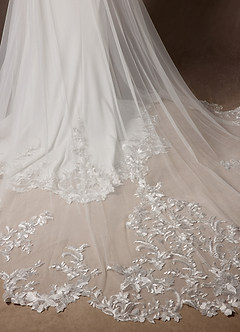 Azazie Annalize Wedding Dresses Diamond White Mermaid Lace Stretch Crepe Dress image8