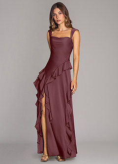 Azazie Sloane Bridesmaid Dresses Sangria A-Line Sweetheart Neckline Stretch Satin Dress image4