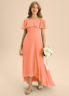 Azazie Maggie Junior Sunset A-Line Off the Shoulder Chiffon Dress image3