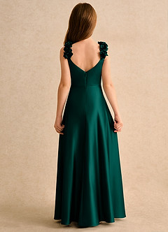 Azazie Rosita Girls Formal vestidos de niña de las flores Vestido de Pino de Satin Mate de Corte en A con Plisado image4