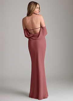 Azazie Lusinda Vestidos de madrinha de casamento Vestido Ametista de Chiffon de sereia com Fora do ombro image2