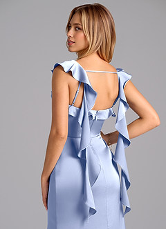 Azazie Adi Robes de demoiselle d'honneur Robe Trapèze en Satin extensible Plissée Eis image2