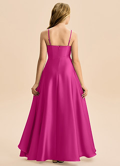 Azazie Eirlys Junior Robe Trapèze en Satin extensible Plissé Fuchsia image2