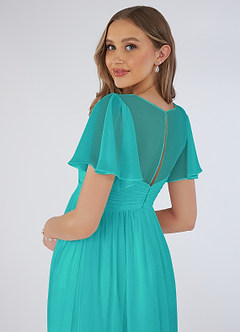 Azazie Verna Maternity Bridesmaid Dresses A-Line V-Neck Ruched Chiffon Floor-Length Dress image18