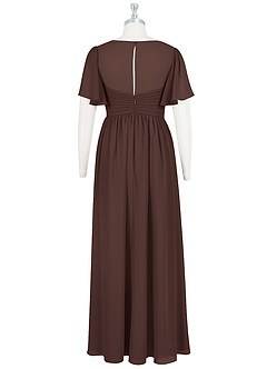 Azazie Verna Abiti da damigella d'onore premaman Abito A-Line Increspato con Scollo a V Chiffon Floor-Length image8