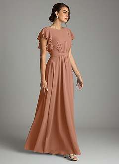 Azazie Daphne Modest Bridesmaid Dresses A-Line Ruffled Chiffon Floor-Length Dress image4
