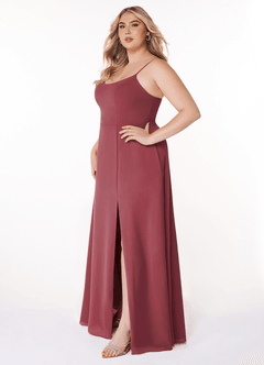 Azazie Moira Bridesmaid Dresses Merlot A-Line Scoop Chiffon Dress image10