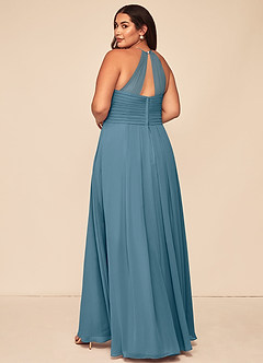 Azazie Ginger Abiti da Damigella Abito A-Line in Chiffon con Scollo Halter a Pieghe Bermuda image11