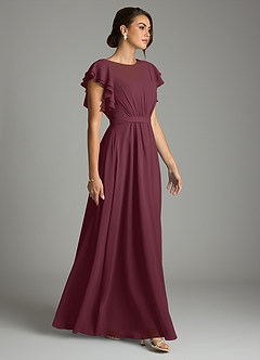 Azazie Daphne Modest Bridesmaid Dresses A-Line Ruffled Chiffon Floor-Length Dress image4