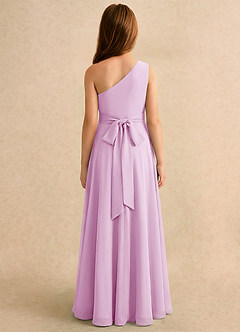 Azazie Puddles Girls Formal Robe Demoiselle D'honneur Fillette Robe Trapèze en Mousseline de soie Une épaule Rose Bonbon image2