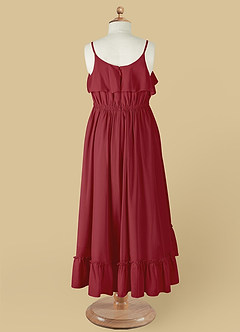 Azazie Karmen Flower Girl Dresses Pomegranate A-Line Ruched Chiffon Dress image9