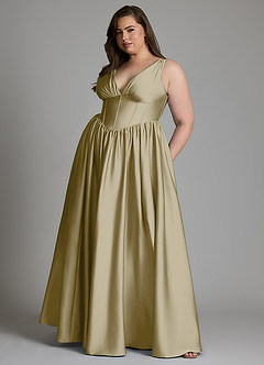 Azazie Delmie Robes à essayer chez vous Robe Trapèze en Satin extensible Corset Noir image11