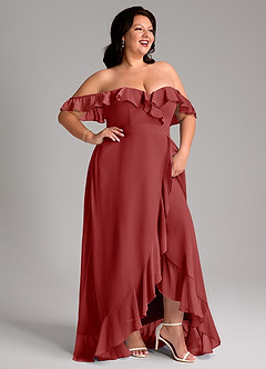 Azazie Lyra Bridesmaid Dresses Rust A-Line Chiffon Convertible Dress image14