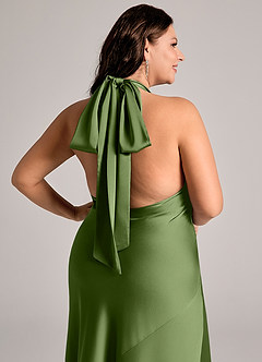 Azazie Velli Bridesmaid Dresses Juniper Mermaid High Neck Stretch Satin Dress image13