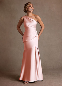 Azazie Haifa Suknie dla Matki Panny Młodej Syrena Jedno ramię Satyna elastyczna Długość podłogi Sukienka image4
