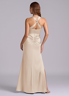 Azazie Amelie Bridesmaid Dresses White Alabaster A-Line Pleated Stretch Satin Dress image7