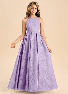 Azazie Arianthe Junior Lilac A-Line Pleated Floral Burnout Dress image5
