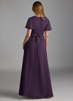 Azazie Zaniah Brautjungfernkleider A-Linie Chiffon Kleid Pflaume image2