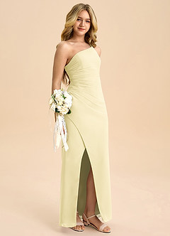 Azazie Eren Junior Vestido Sorvete De Limão de Chiffon de Linha A com Plissado image1