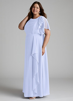 Azazie Aaliyah Modest Bridesmaid Dresses A-Line Scoop Pleated Chiffon Floor-Length Dress image7