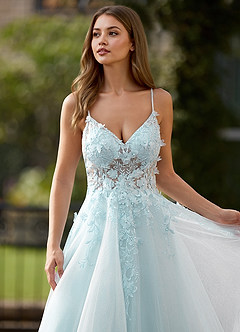 Filigreelace Light Green 3D Floral Prom Dress image6