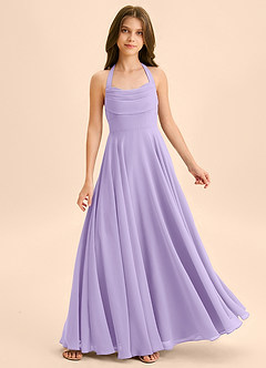 Azazie Kady Junior Abito A-Line in Chiffon Scollo a Cuore Lilla image1