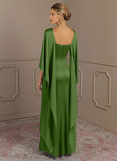 Azazie Eli 신부의 어머니 드레스 쉬스 보트넥 스트레치 새틴 플로어 길이 드레스 image2