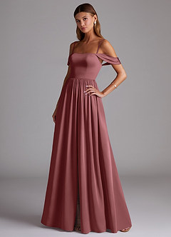 Azazie Calianna Brautjungfernkleider Wandelbar A-Linie Schulterfrei Stretch-Satin Kleid Amethyst image3