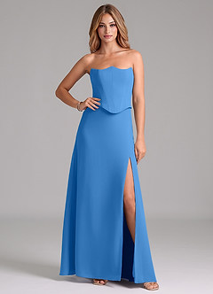 Azazie Jenilyn Bridesmaid Dresses Blue Jay A-Line Strapless Chiffon Dress image1