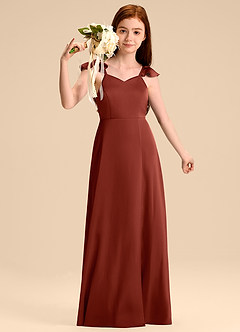 Azazie Everett Junior Klä av A-Line i Stretch Satin Rosett image5