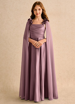 Azazie Rosita Girls Formal Flower Girl Dresses Vintage Mauve A-Line Pleated Matte Satin Dress image5