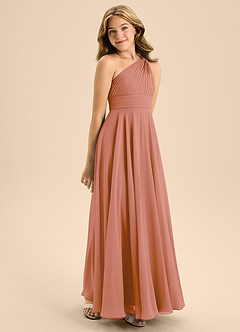 Azazie Charlize Junior MAI TAI A-Line Pleated Chiffon Dress image5