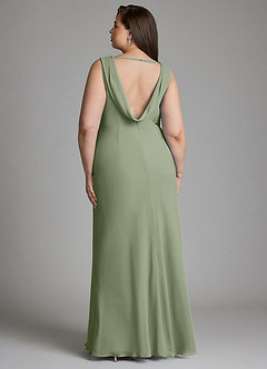 Azazie Kieryn Bridesmaid Dresses Pistachio Mermaid Pleated Chiffon Dress image8