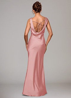 Azazie Rylina Vestidos de damas de honor Vestido de Rosa Empolvado de Satén Elástico de Corte Sirena image6