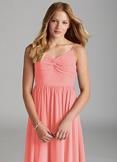 Azazie Zeya Junior Coral A-Line Chiffon Dress image6
